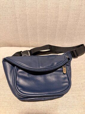 A.P.C Navy Blue Leather Fanny Pack